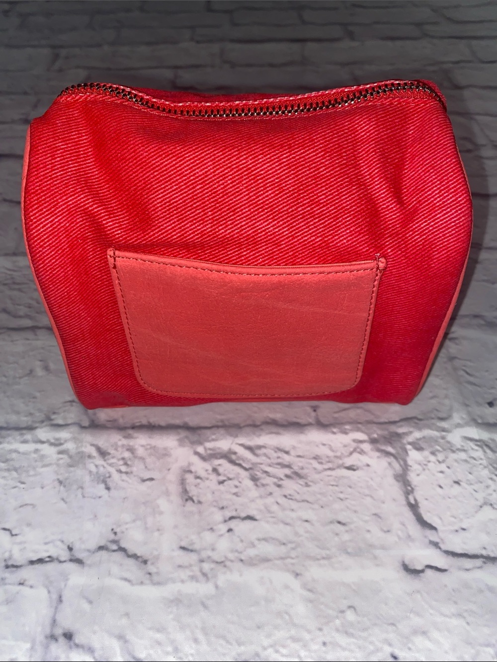 See by Chloe Canvas & Faux Leather Cosmetic Bag Coral Pink